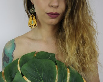 African Earrings-Boho Earrings-Wooden Earrings-Eco Jewelry-Aztec Earrings-Gypsy Style-Boho Chic-Summer Jewelry-Statement Earrings-Chic Jewel