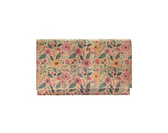 Estuche para tabaco con flores - Estuche para tabaco - Estuche de piel de corcho - Estuche hecho a mano - Regalo unisex - Regalo para ella - Regalo de Navidad - Accesorios para fumadores - Estuche para liar