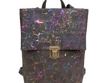 Sustainable Backpack-Rainbow Backpack-Cork Backpack-EcoFriendly Bag-City Backpack-Travel Bag-Cork Bag-College Bag-Women Rucksack-Hipster Bag