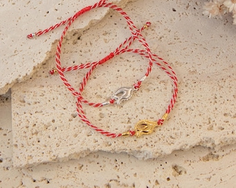Swallow Bracelet-Swallow Jewelry-Martisor Bracelet-Martaki-Bird Bracelet-Martis Bracelet-Red White Bracelet-Boho Bracelet-Spring Bracelet