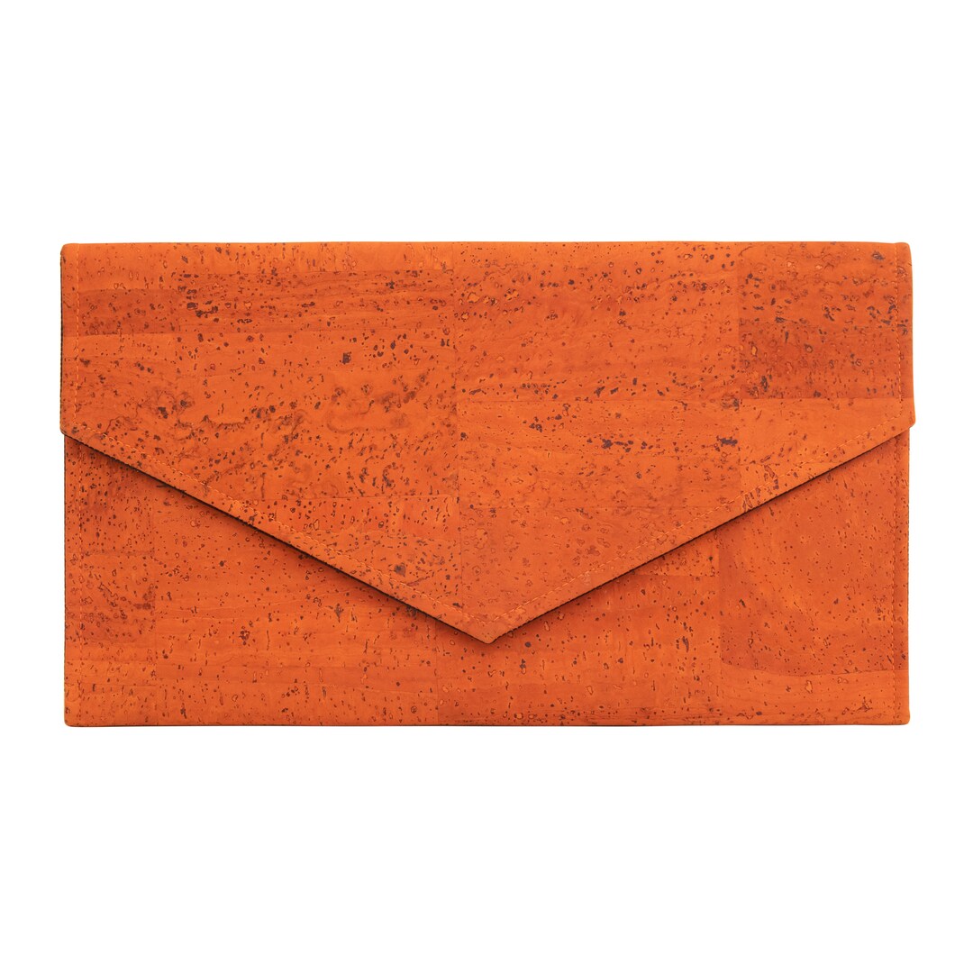Orange ClutchCork ClutchChic BagEco Friendly PurseVegan BagOrange