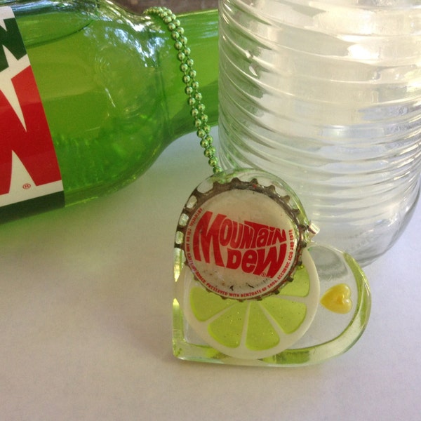 Bottle Cap Jewelry, Resin Pendant, Resin Heart, Summer Jewelry