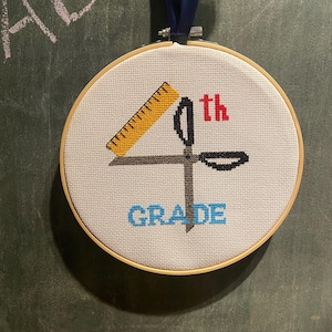 Cross stitch pattern school teacher 4th grade gift