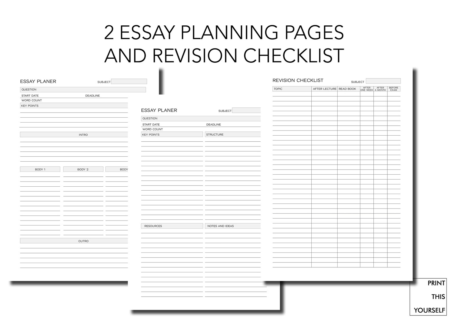 Printable Student Planner of 35 Pages. Printable Academic Etsy