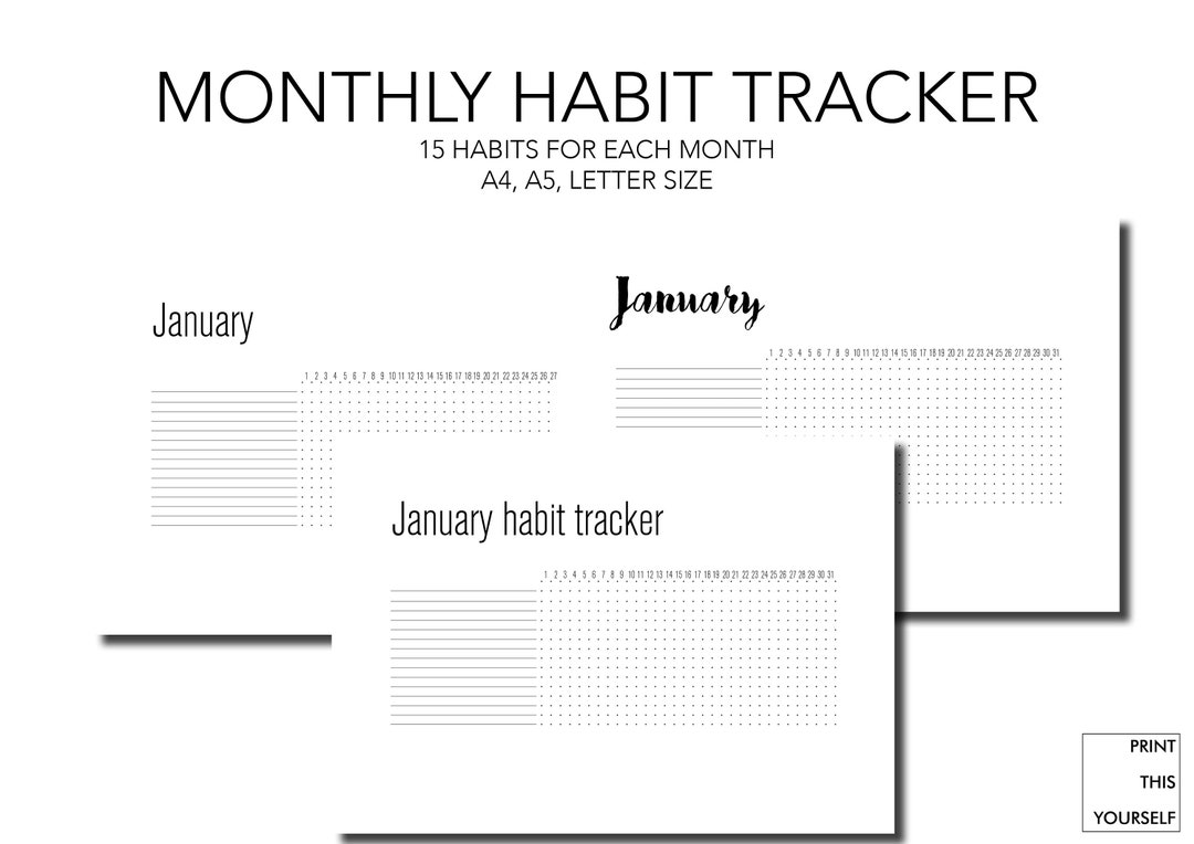 Printable Monthly Habit Tracker Pages. Habit Printable. Monthly Planner ...