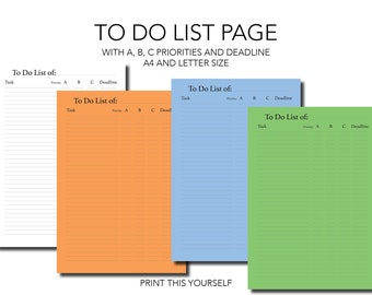 Printable To do list pages. Productivity planner. Printable productivity planner. Priority to do list page. To do list with deadlines.