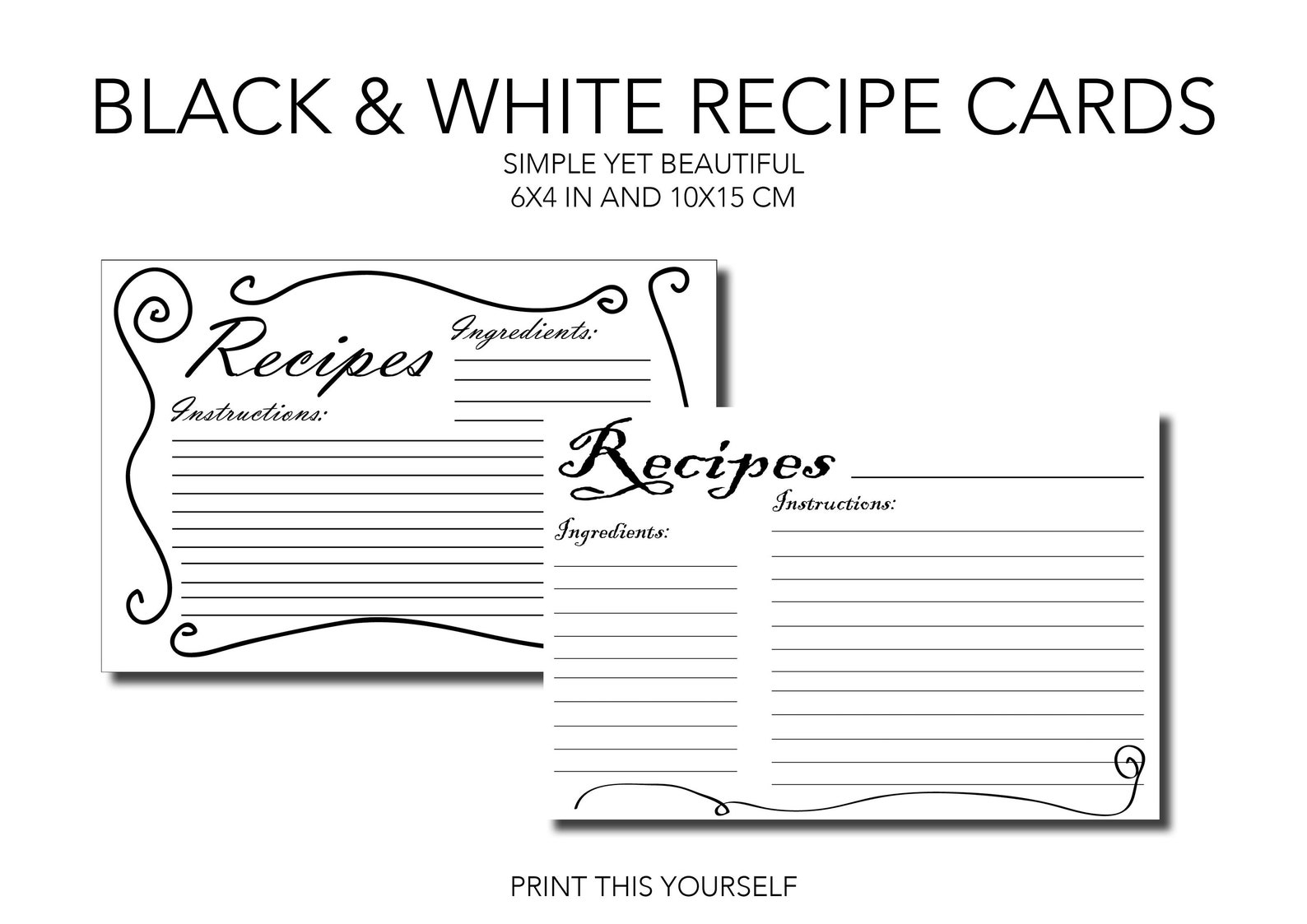 Black And White Printable Recipe Card