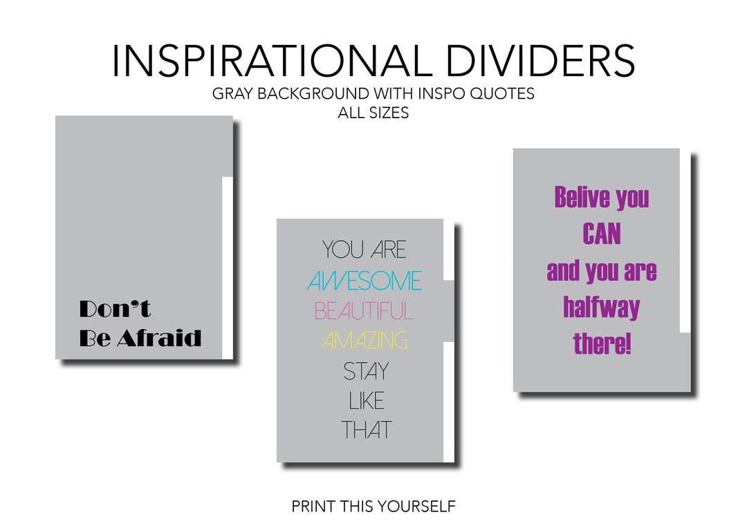 Printable Inspirational Filofax Dividers. Filofax Dividers With Quote ...