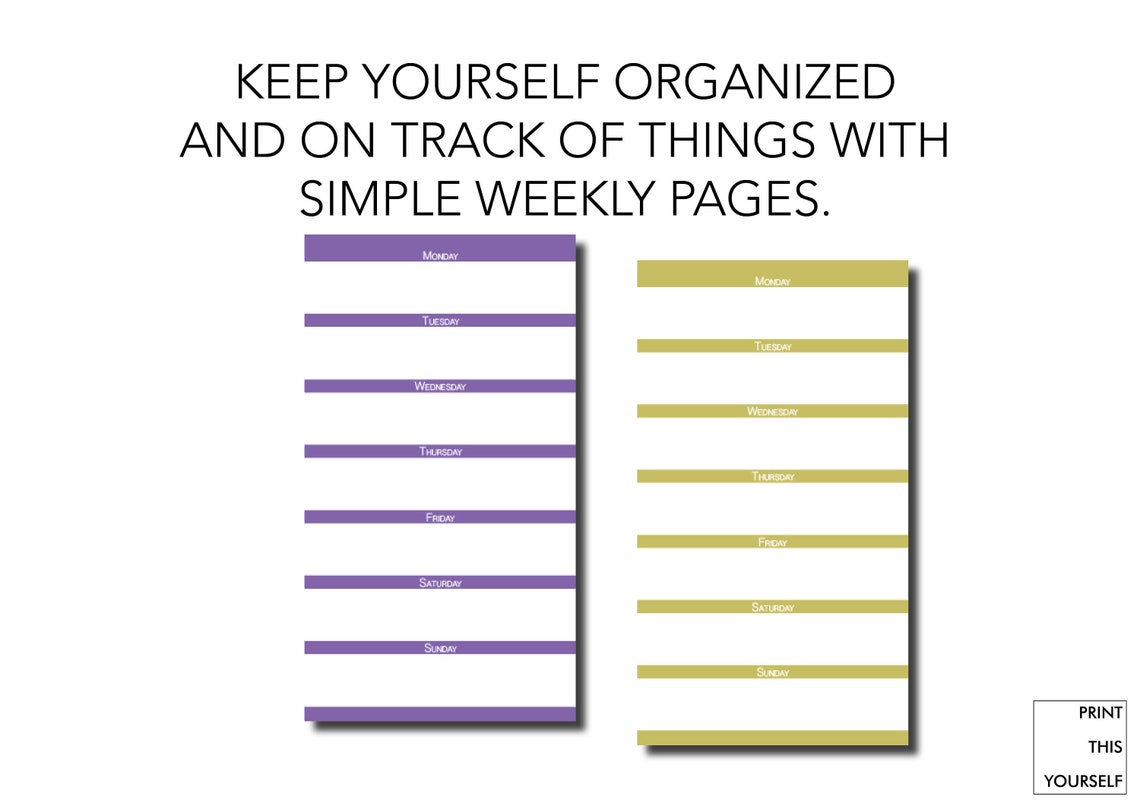 Printable Filofax Insert Week on a Page. Printable Filofax - Etsy