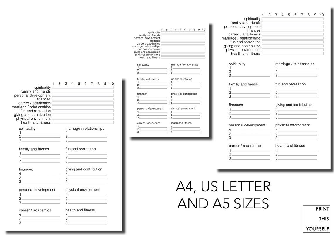 Printable Level 10 Life Planner Goal Printable New Years Etsy