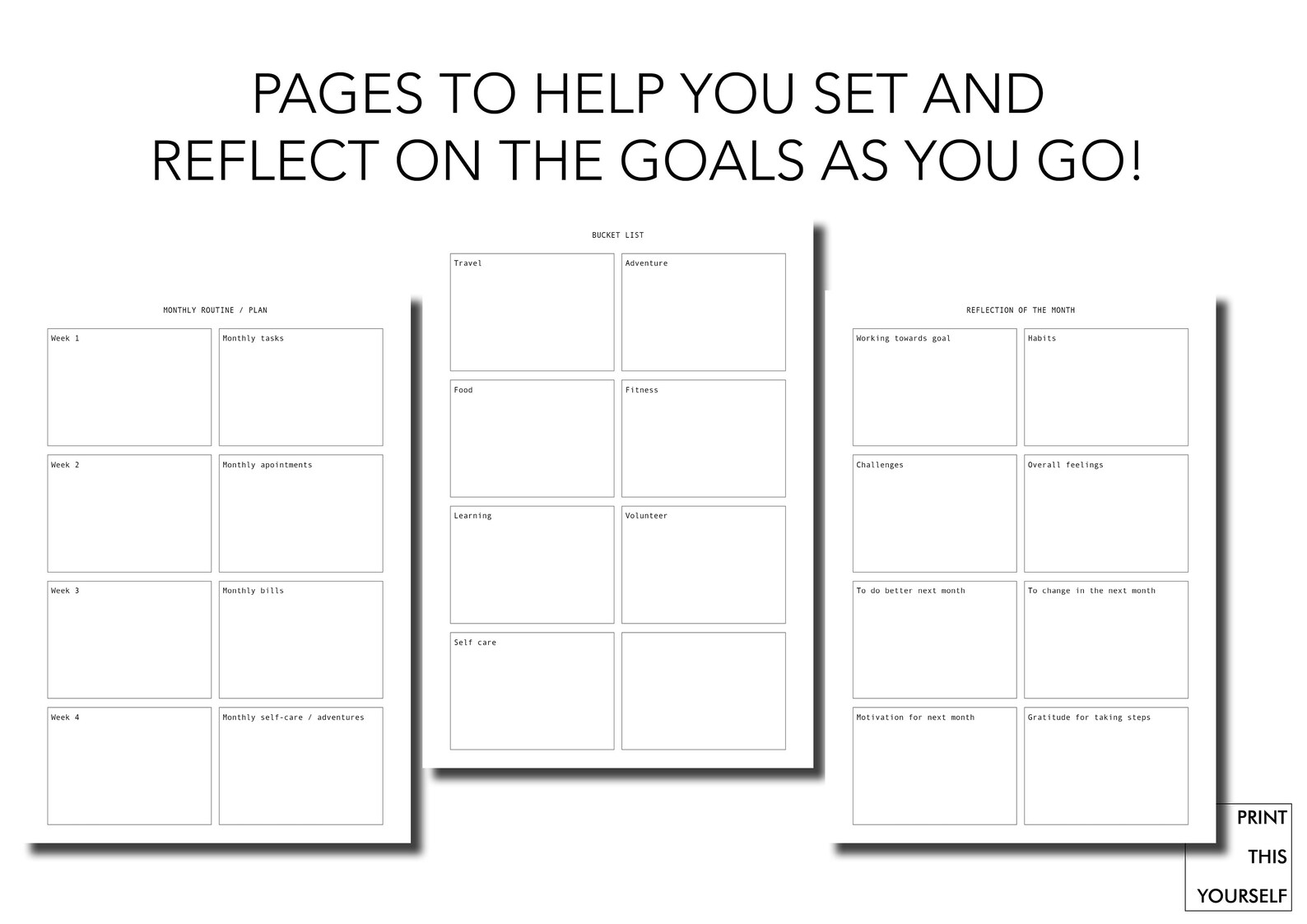 Printable goal planner for 2021. New Year resolutions. Etsy