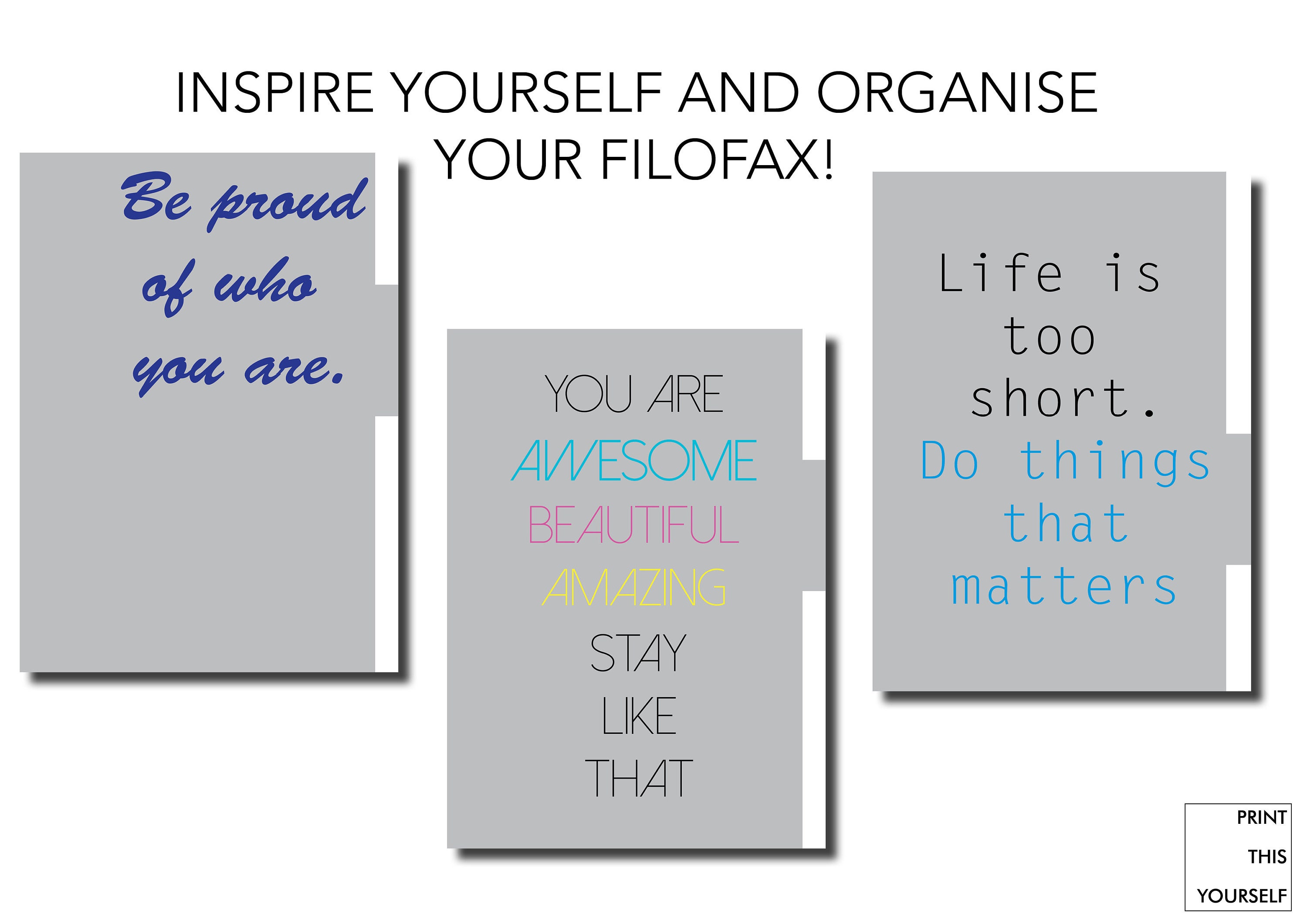 Printable Inspirational Filofax Dividers. Filofax Dividers With Quote ...