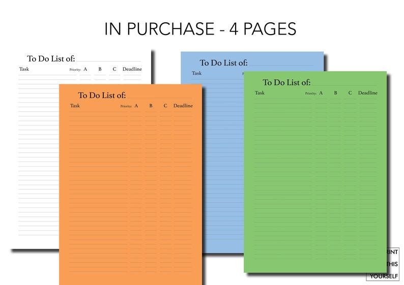 Printable To do list pages. Productivity planner. Printable productivity planner. Priority to do list page. To do list with deadlines. image 7