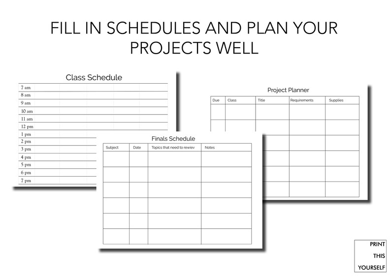 Printable Academic Planner. Printable Student Planner. Etsy Hong Kong