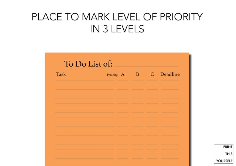 Printable To do list pages. Productivity planner. Printable productivity planner. Priority to do list page. To do list with deadlines. image 2