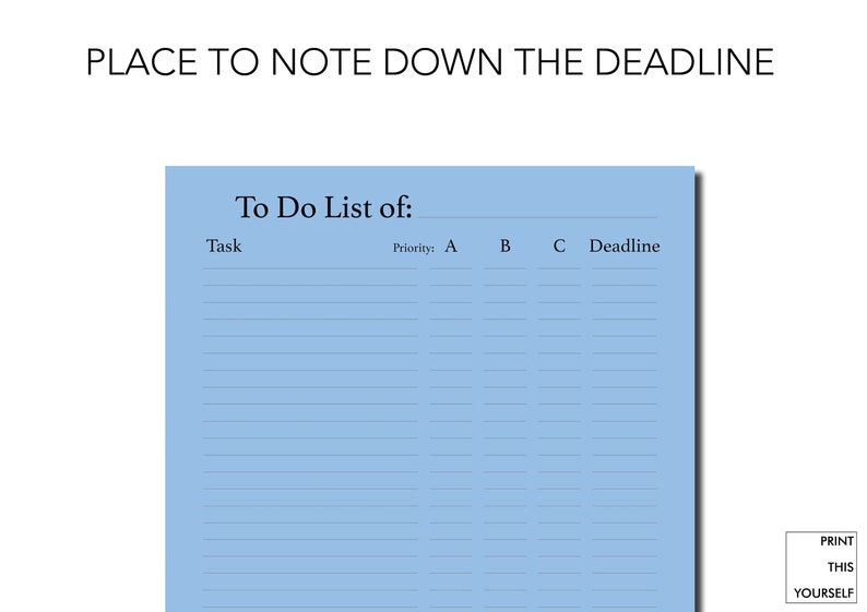 Printable To do list pages. Productivity planner. Printable productivity planner. Priority to do list page. To do list with deadlines. image 3