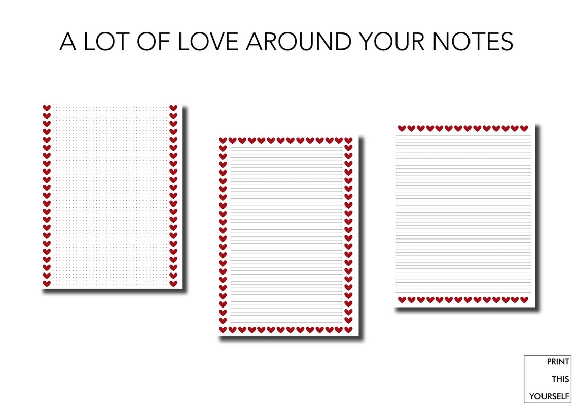 Printable Valentines Day Note Paper. Printable Valentines - Etsy