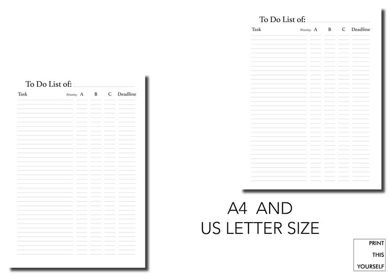 Printable To do list pages. Productivity planner. Printable productivity planner. Priority to do list page. To do list with deadlines. image 8
