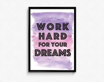 Printable watercolour poster.  Motivational Inspirational Poster for Students. Student home decor poster. Watercolour poster. Minimalistic