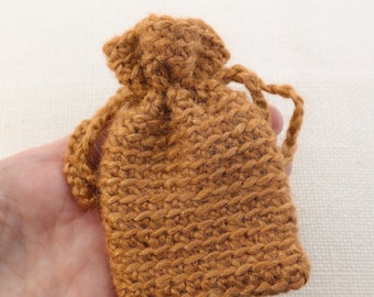 Rosary Beads Pouch - Handmade Soft and Cozy Alpaca Yarn Crochet Light Brown Rosary Case - Prayer Beads & Rosary Holder - Unique Gift Bag