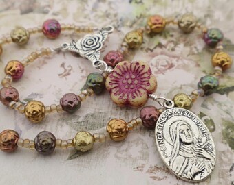 Saint Therese Chaplet - The Little Flower Rosary - Catholic Chaplet of Saint Therese of Lisieux - Catholic Gift