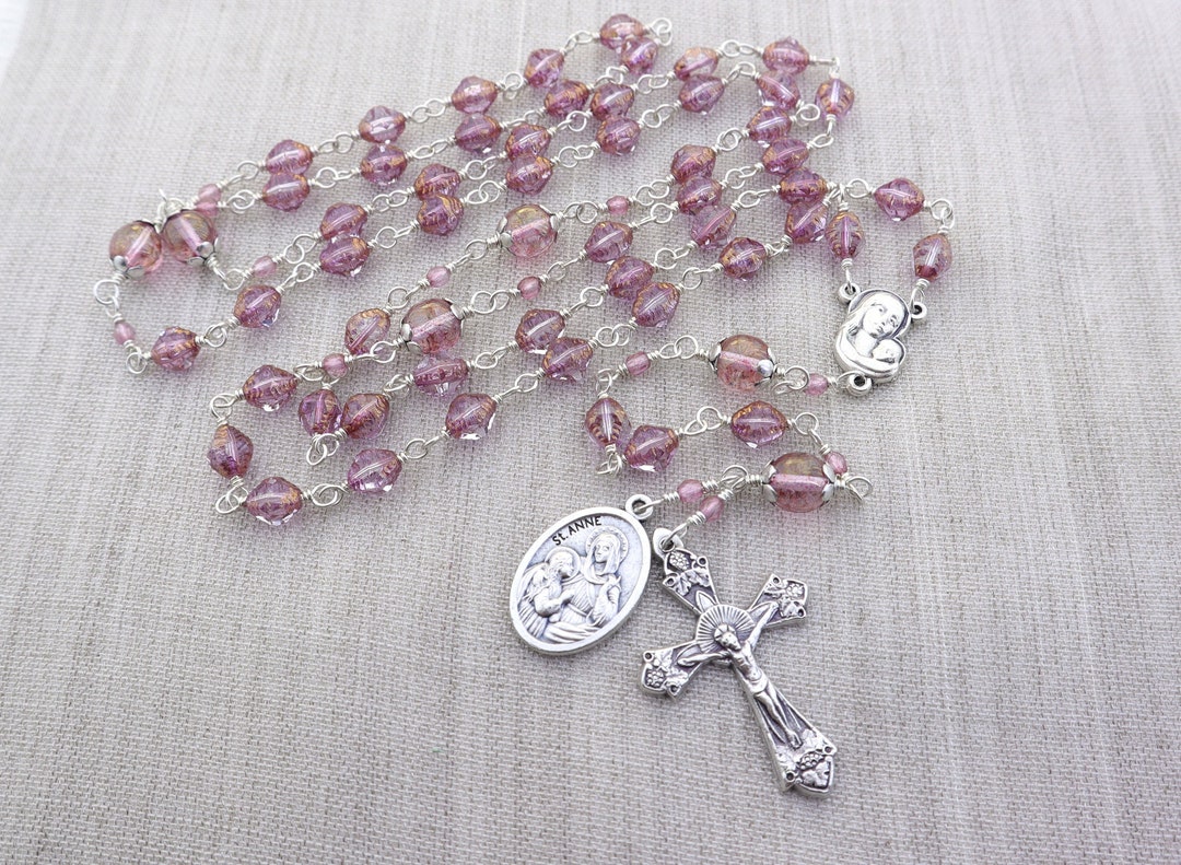 Catholic Rosary Beads - Our Lady With Child Saint Anne Medal Rosary ...