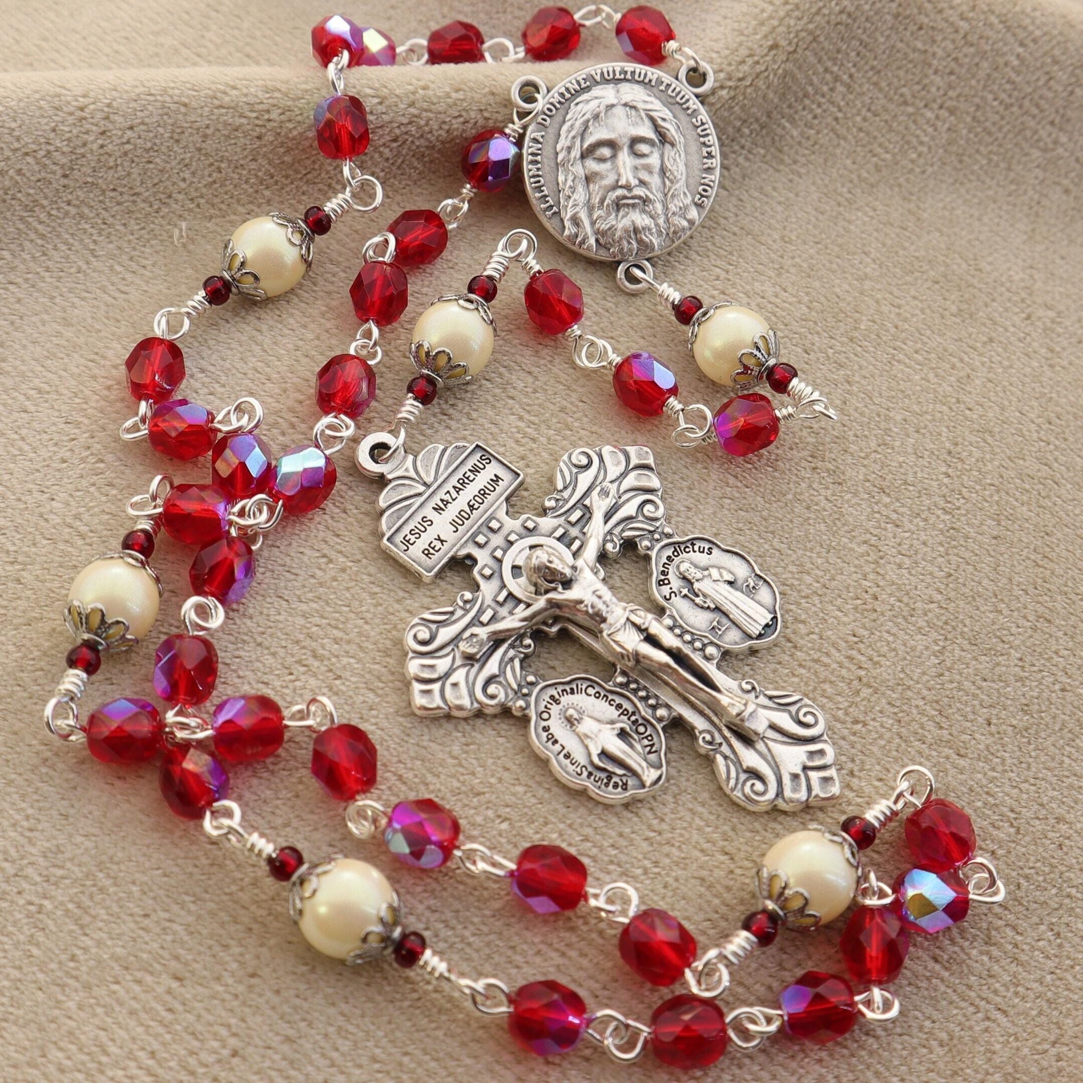 Chaplet of The Holy Face - Sacred Heart Chaplet of Reparation - Chaplet of Our Lord Jesus Christ with Pardon Indulgence Crucifix
