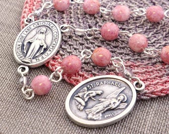 St Raphael Archangel Chaplet: Healing Patron Saint Pocket Rosary, Choose Your Color