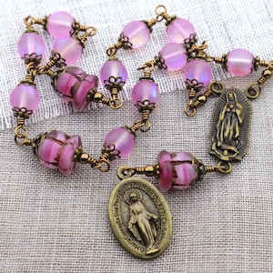 Piccola Corona della Beata Vergine Maria, Coroncina dell'Immacolata Concezione - Signora di Guadalupe e Medaglia Miracolosa - Immagine di preghiera inclusa