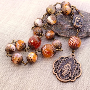 Little Crown of Blessed Virgin Mary, Immaculate Conception Chaplet, Antique Copper, Virgin Marie Gift, Mary&#39;s Consecration, Catholic Gift