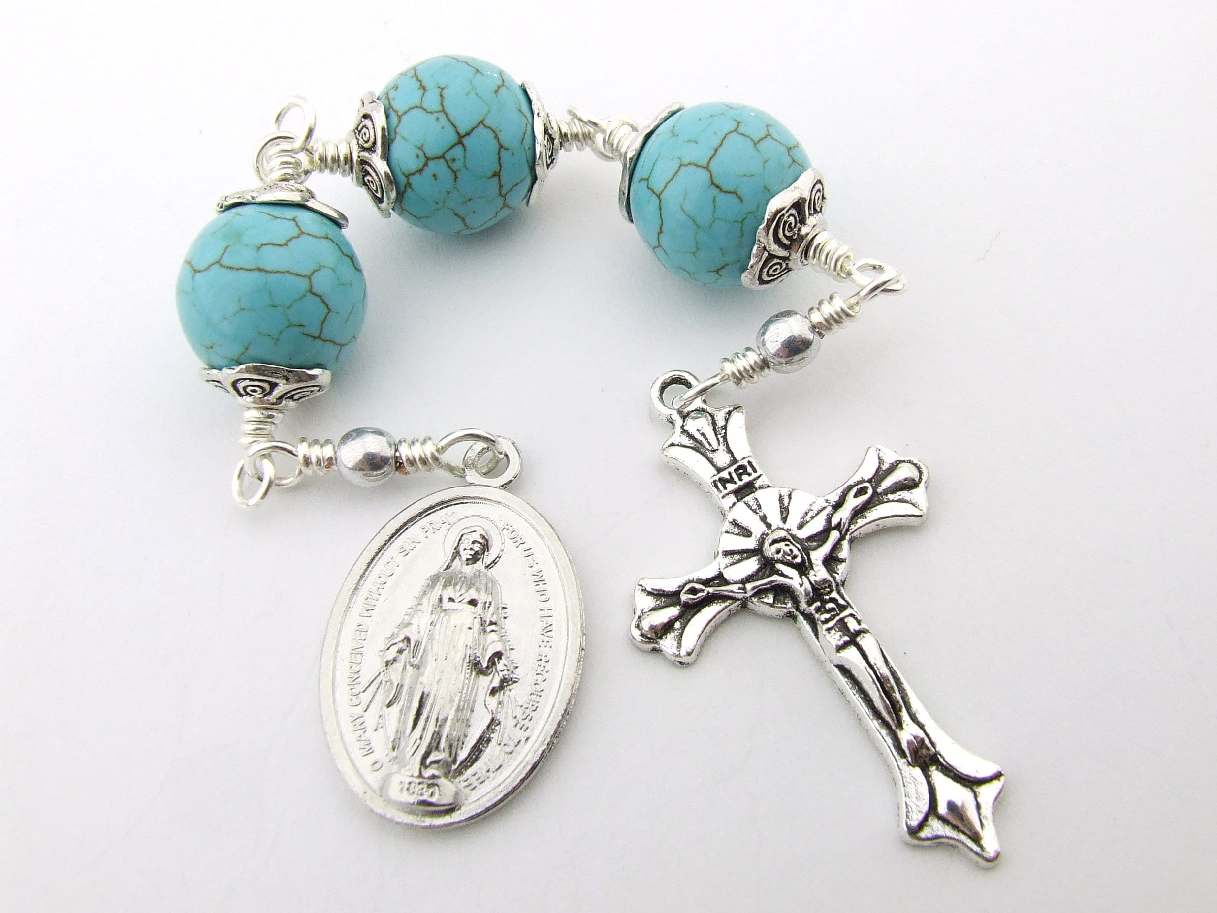 Three Hail Mary Devotion Chaplet Catholic Prayer Beads Etsy