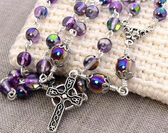 Handmade Anglican Rosary Beads: Celtic Cross, Choose Your Color