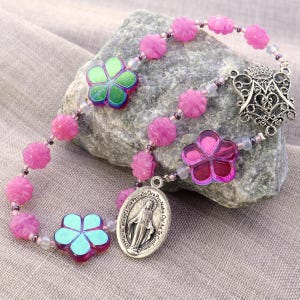 Blessed Virgin Mary Devotion, Marian Auspice Immaculate Conception Chaplet, Lady of Grace Floral Rosary, Miraculous Medal, Consecration Gift