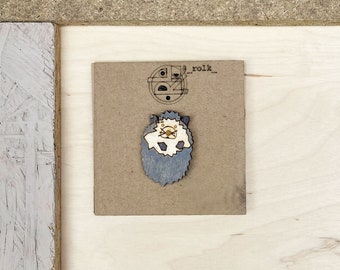 Hedgehog brooch, pin, wooden laser cut jewellery