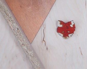 Fox mini brooch, pin, wooden laser cut jewellery