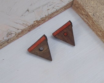 Triangle, circle, geometric, wooden earrings, Laser cut jewellery
