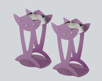 Candelabro diseñado por Shraga Landesman, Judaica, aluminio