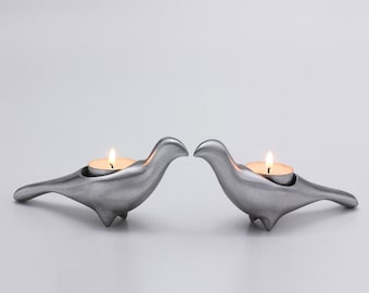 Wild Piugine Candle holders Handmade by Shraga Landesman, Judaica, Shabbat, Aluminium cast