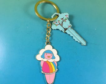 Rainbow girl keychain, cloud keychain