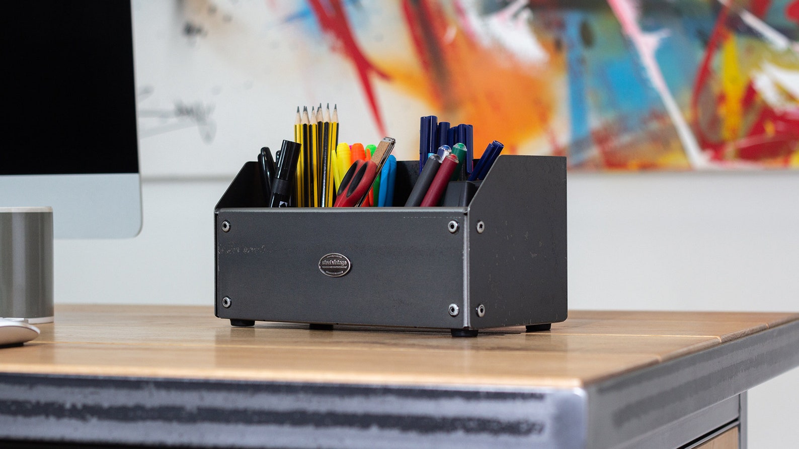 Large Pen Tidy Industrial Style Desk Accessories STEEL Etsy