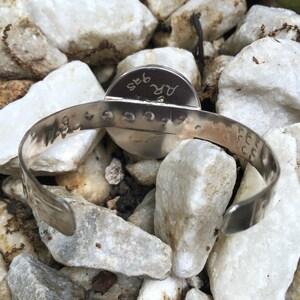 Round Chrysocolla Stone on Stamped Textured Sterling Silver Cuff Bracelet, Earth's Treasures Collection image 5