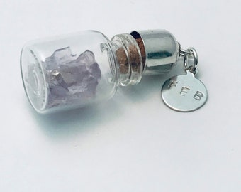 February Birthstone Pendant - Birthstones in a Bottle - Vial Necklace - Amethyst, Glass and Sterling Silver Handmade