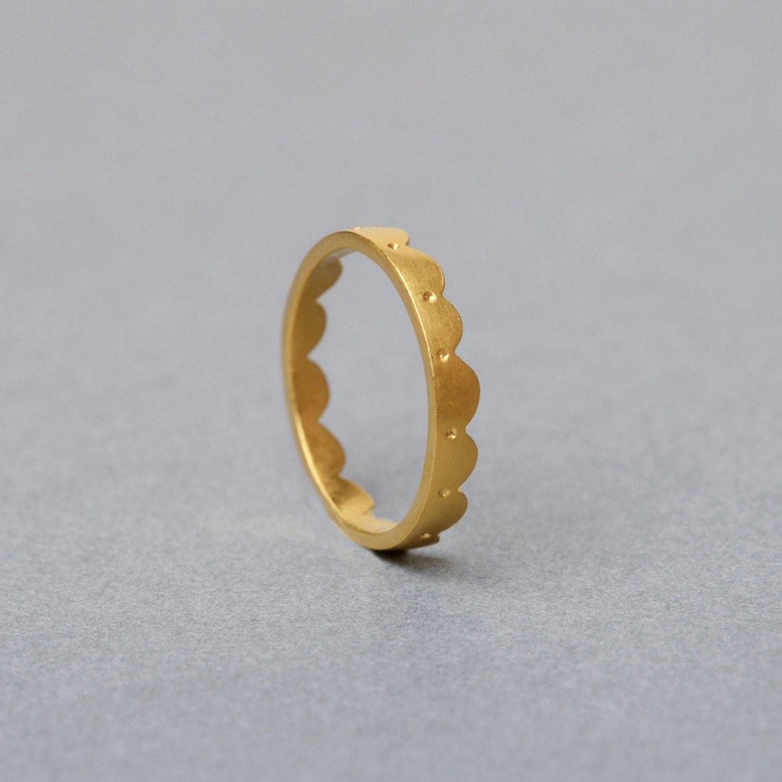 Scalloped Rim Rings 18ct Gold Scalloped Ring Heavy - Etsy