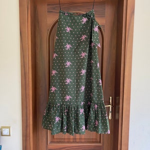 Maxi Skirt Vintage, Cotton Maxi Skirt, Scandinavian Vintage Flower Skirt Size S 36, 1980s Summer Skirt, Retro Women Clothes, Finn Fashion