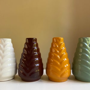 Ceramic Vases Vintage Small Vase Set 4 Blue White Brown Flower Vase Vintage Estonia Estonian Ceramic