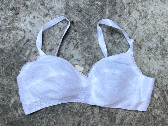 White Underwired Satin & Lace Bra