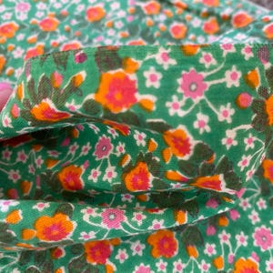 Vintage Cotton Fabric 4,4M Green Floral Retro Small Flowers 80s Estonian Fabric Light Cotton Fabric Collectible