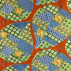 Vintage Cotton Fabric Retro Fabric 70s Hippie Print Orange Yellow Blue Light Cotton Sewing 31.4&quot;× 232&quot;