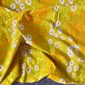 Scandinavia Vintage Cotton Tablecloth Floral Yellow Table Linen Summer Flowers Swedish Summer House Decor