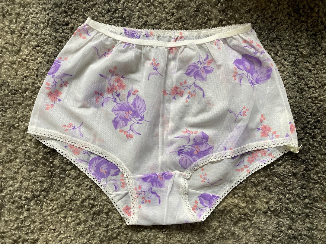 Vintage Underpants, Women Size L/XL, Floral Underwear, Ladies Panties